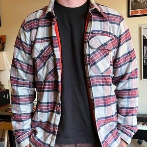 Patagonia mens insulated cotton mid-weight flannel shirt jacket